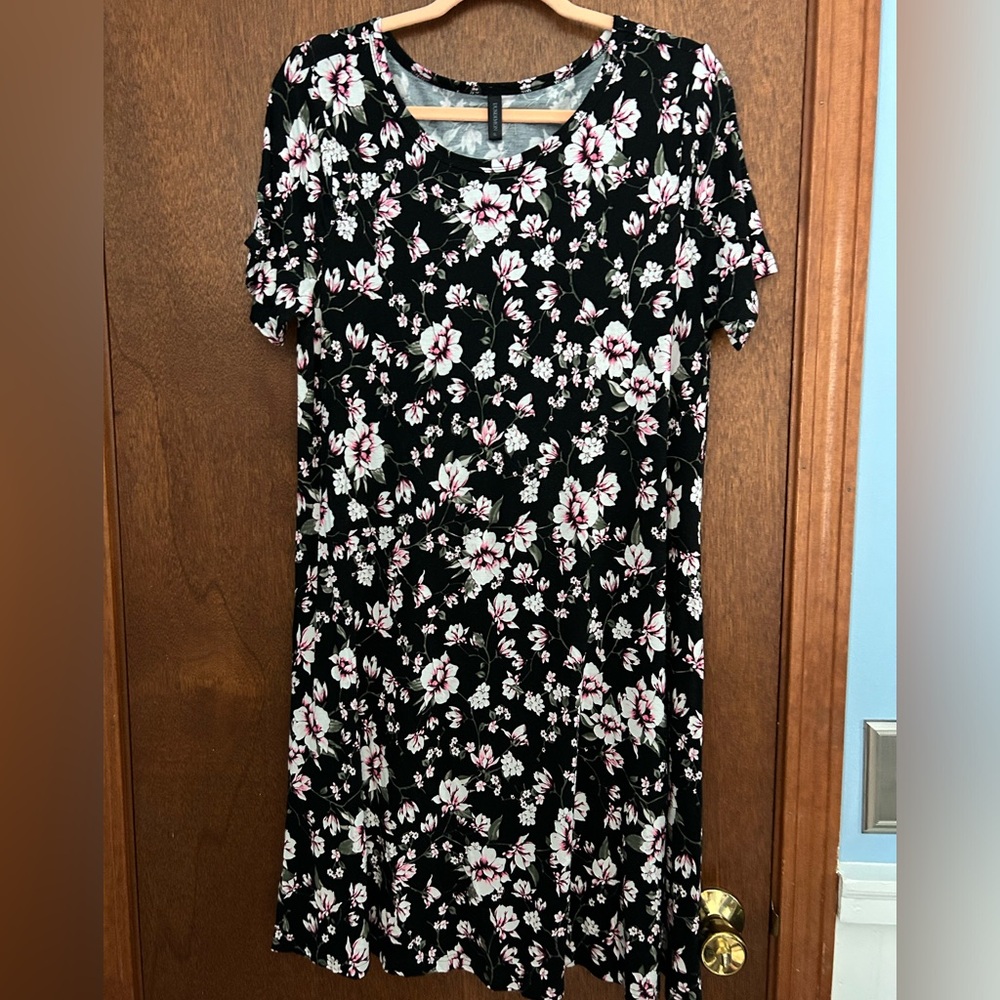 DUSDIMON Summer Casual Tshirt Dresses Short Sleeve Cover ups Beach Loose Dress